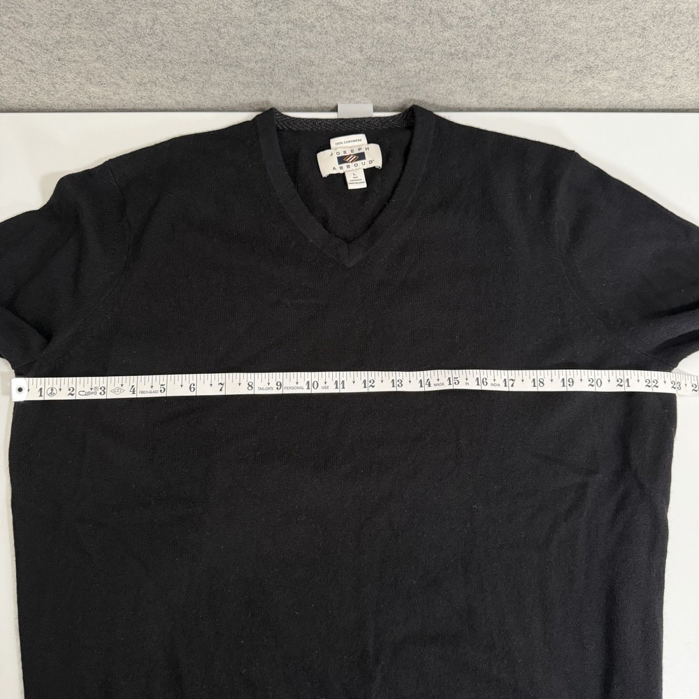 Joseph Abboud 100% Cashmere V Neck Sweater Mens L Black Classic Preppy Ribbed - Picture 4 of 9